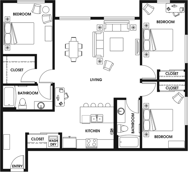 3 Bed 2 Bath A floor plan